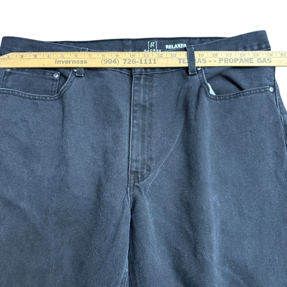 George Mens Black‎ Relaxed Fit Jeans 40x30 (40x25) Cotton Denim